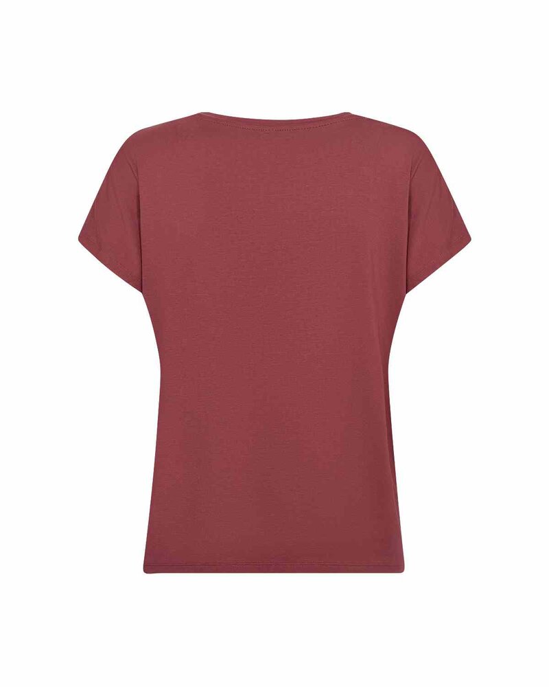 Marica V-neck T-shirt Ladies Oxblood Red | Smilebutiken - Soyaconcept