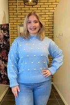 Alisee Knitted Sweater Women Celeste Bianco Marta du Chateau