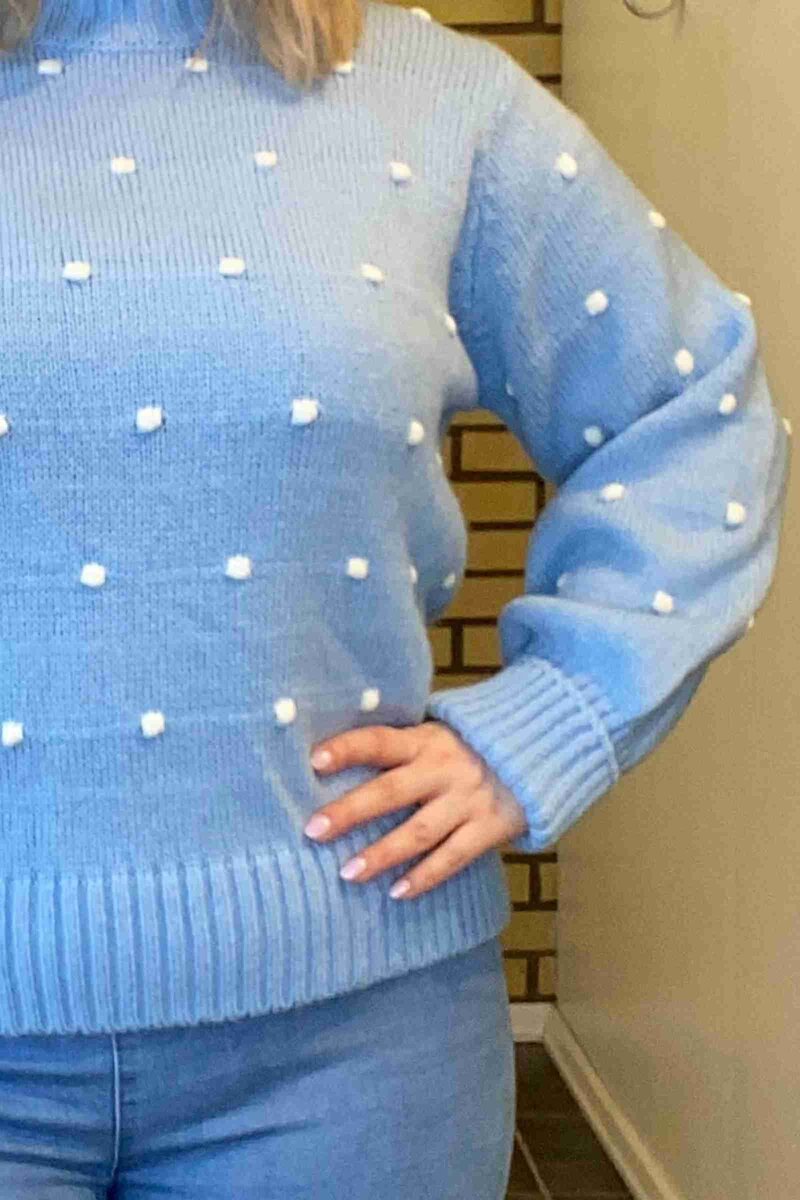 Alisee Knitted Sweater Women Celeste Bianco Marta du Chateau