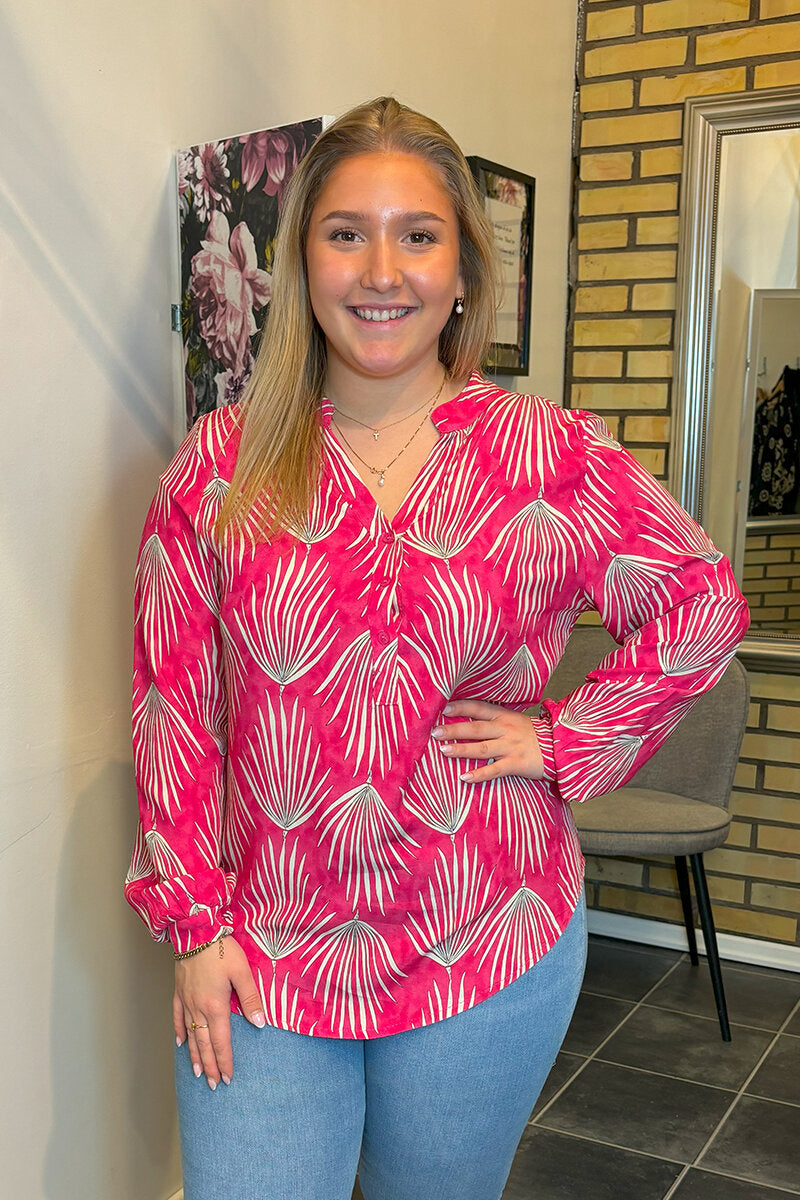Astrid V-ringad Blus Dam Rosa Fuchia | Smilebutiken - Marta du Chateau