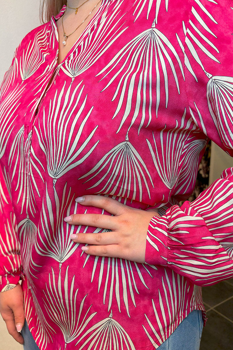 Astrid V-Neck Blouse Women's Fuchsia Marta du Chateau