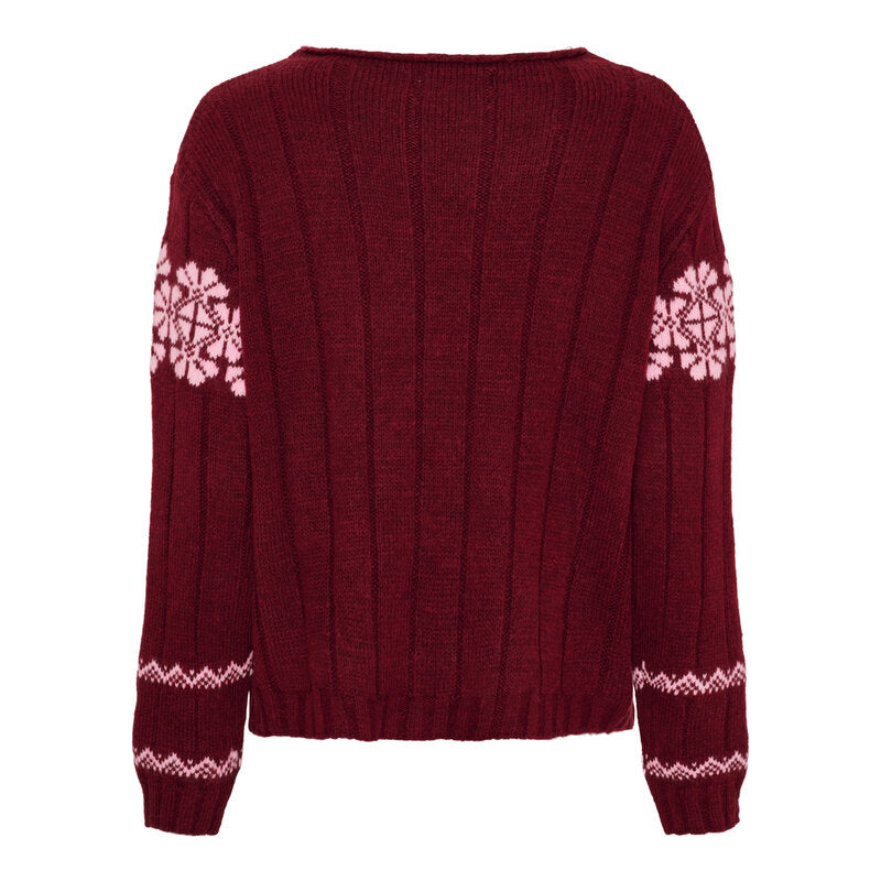 Bruna Stickad Tröja Dam Bordeaux Pink Marta du Chateau