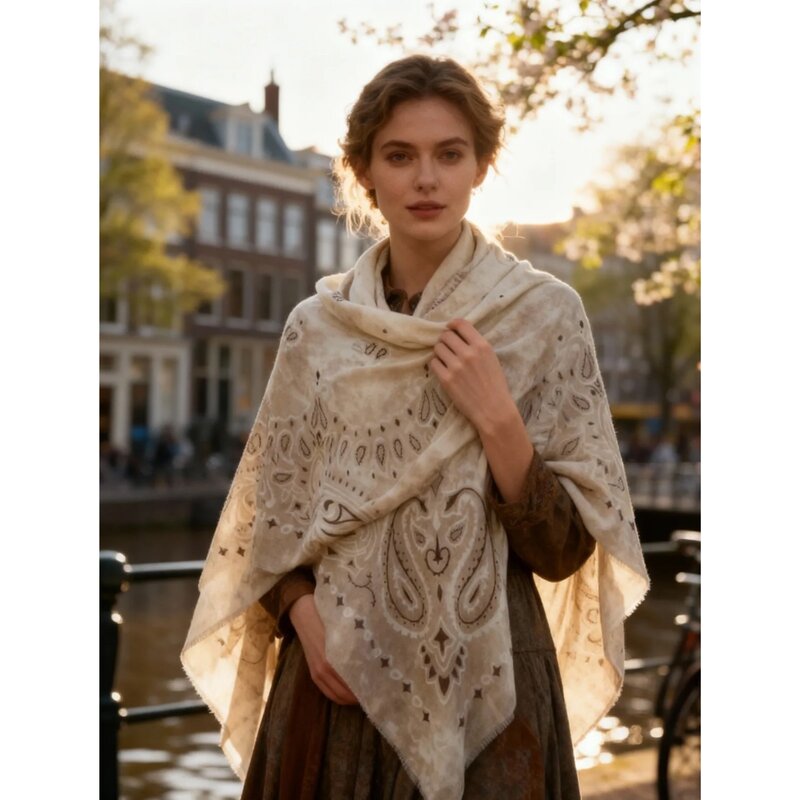 Danna Scarf Dam Beige Coffee Marta du Chateau