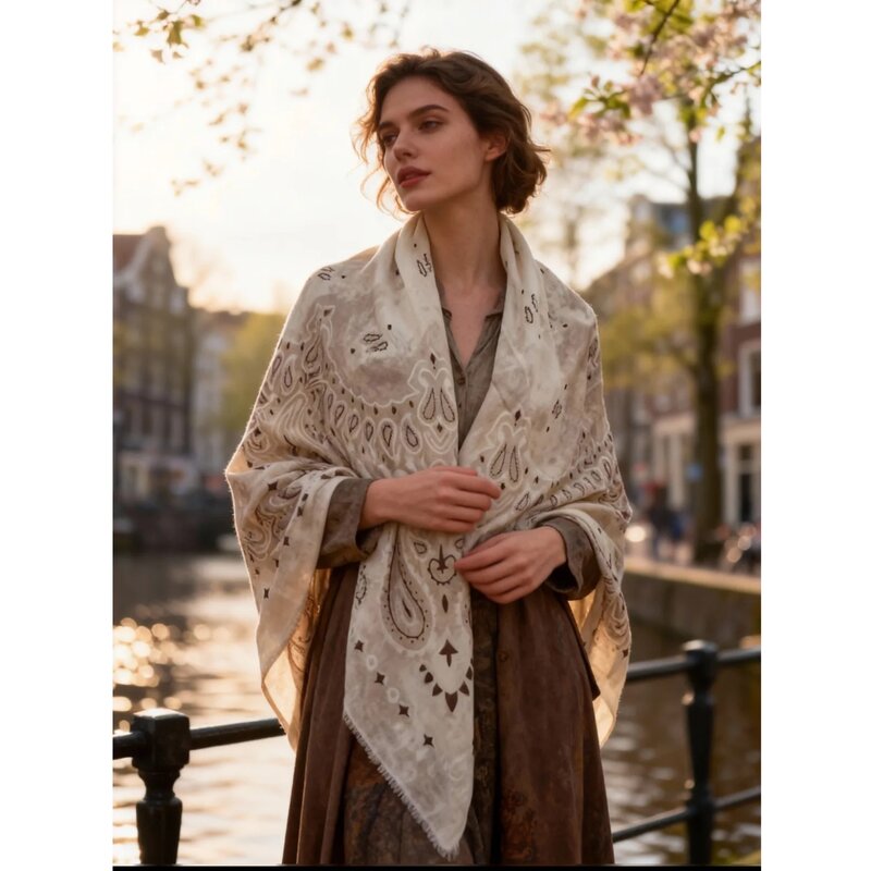 Danna Scarf Dam Beige Coffee Marta du Chateau