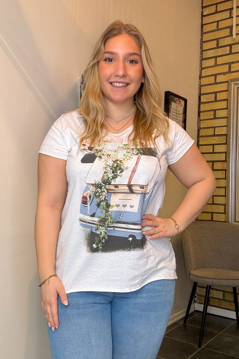 Marie T-shirt Ladies Blue Car Marta du Chateau