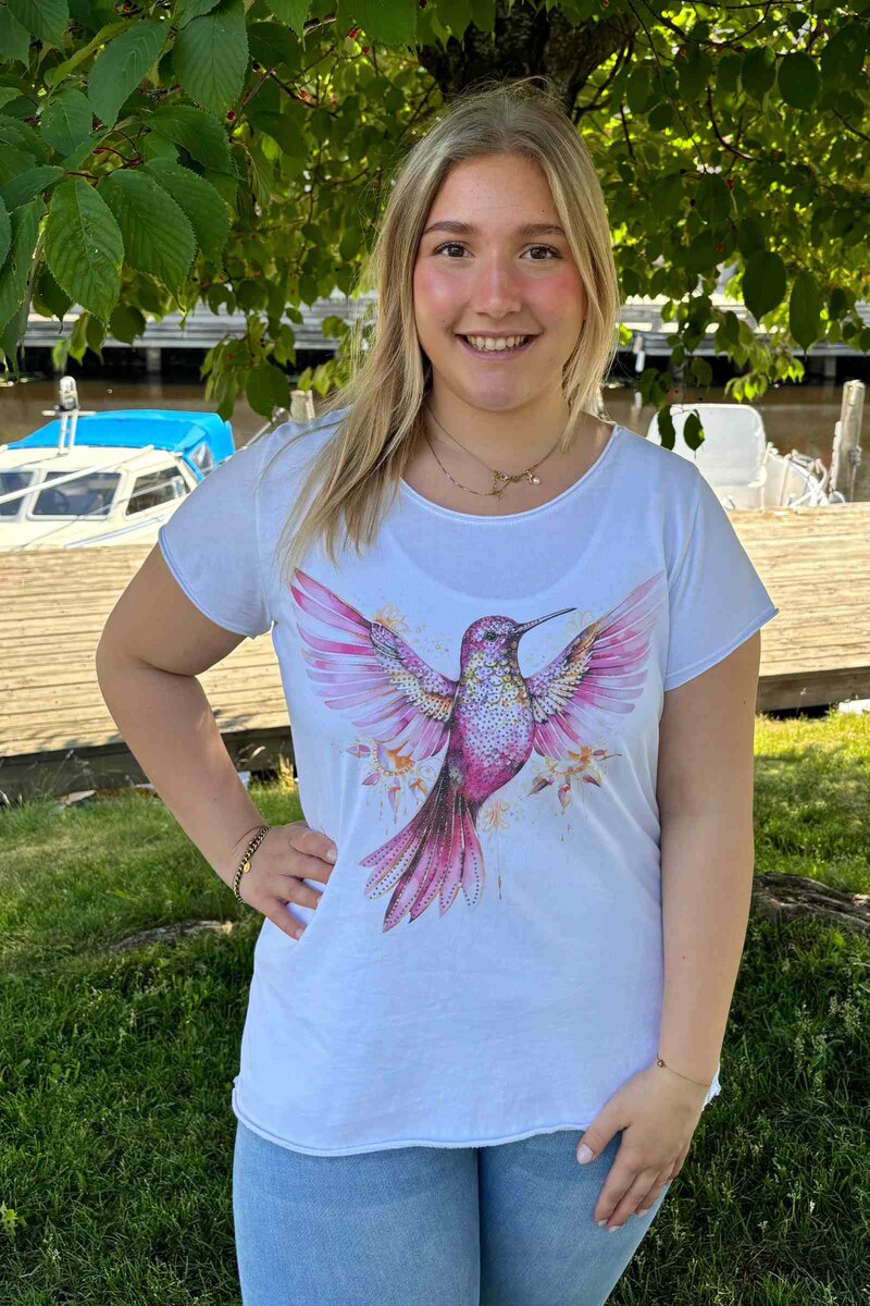 Marie T-shirt Women Pink Bird Marta du Chateau