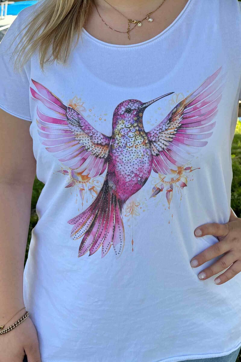 Marie T-shirt Dam Pink Bird Marta du Chateau