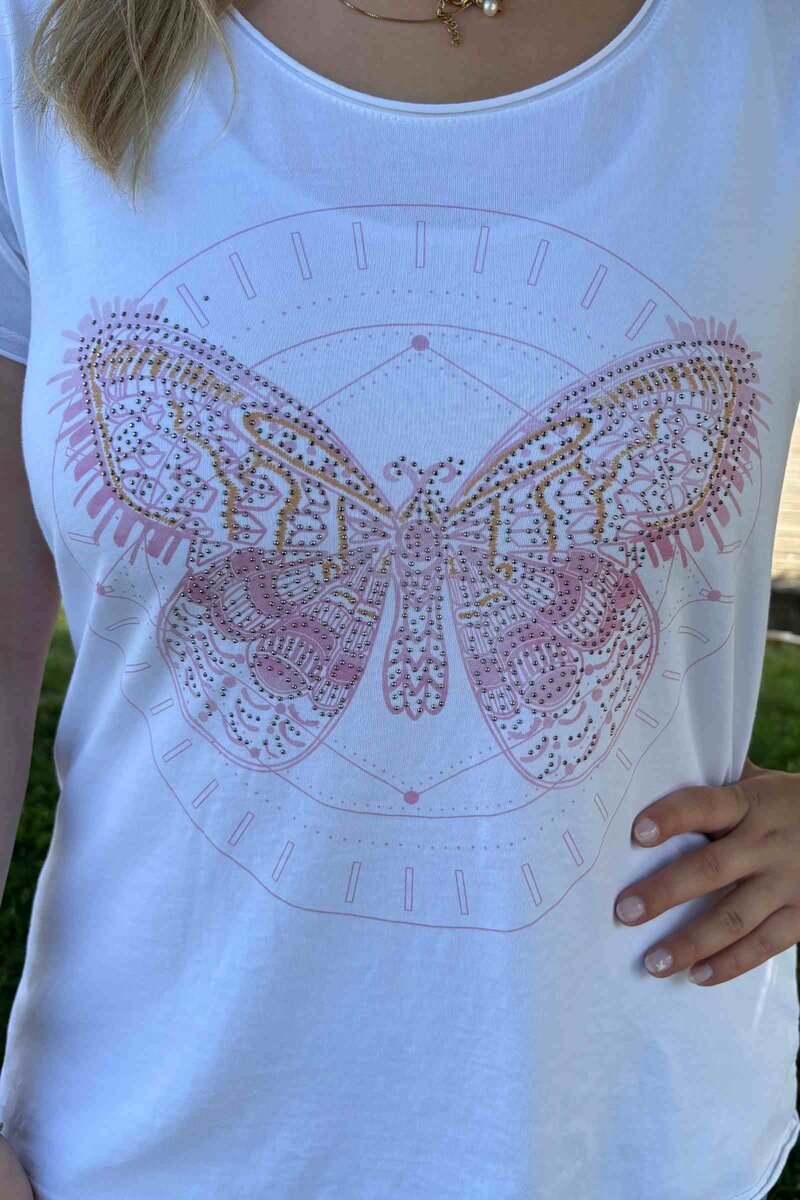 Marie T-shirt Dam Pink Butterfly Marta du Chateau