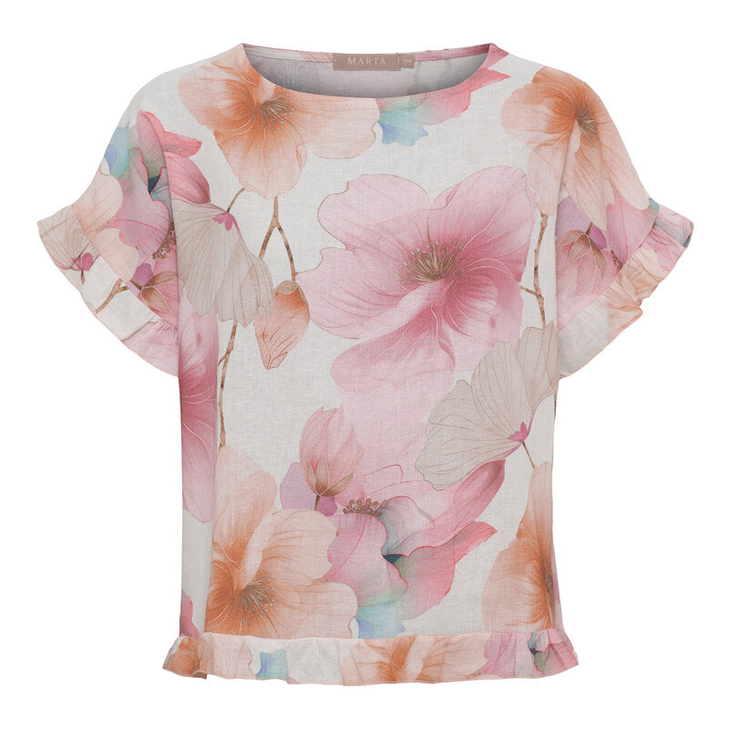 Mathea Blouse Women Pink Flower Marta du Chateau | Smilebutiken
