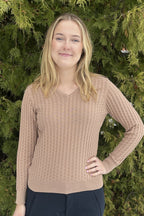Carol V-ringad Pullover Dam Latte Micha