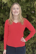 Carol V-ringad Pullover Dam Spring Red Micha