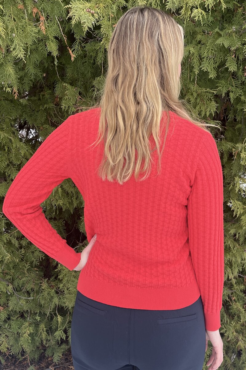 Carol V-ringad Pullover Dam Spring Red Micha