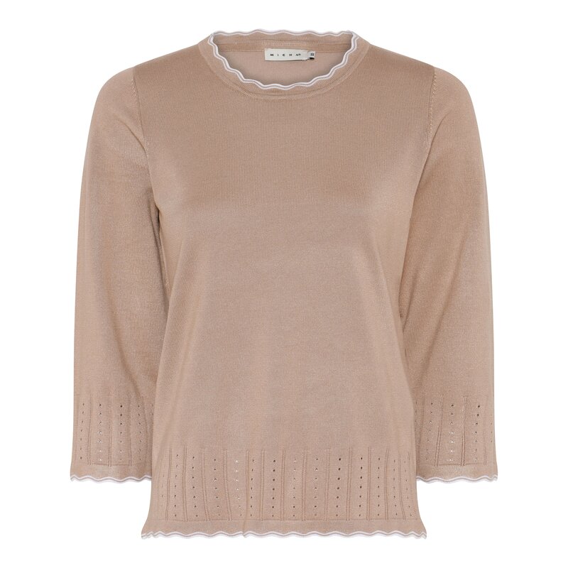 Charity Rundhalsad Pullover Dam Warm Sand Micha