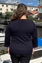Khloe Rundhalsad Pullover Dam Navy Micha