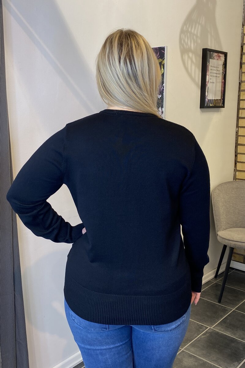 Tinka Rundhalsad Cardigan Dam Black Micha