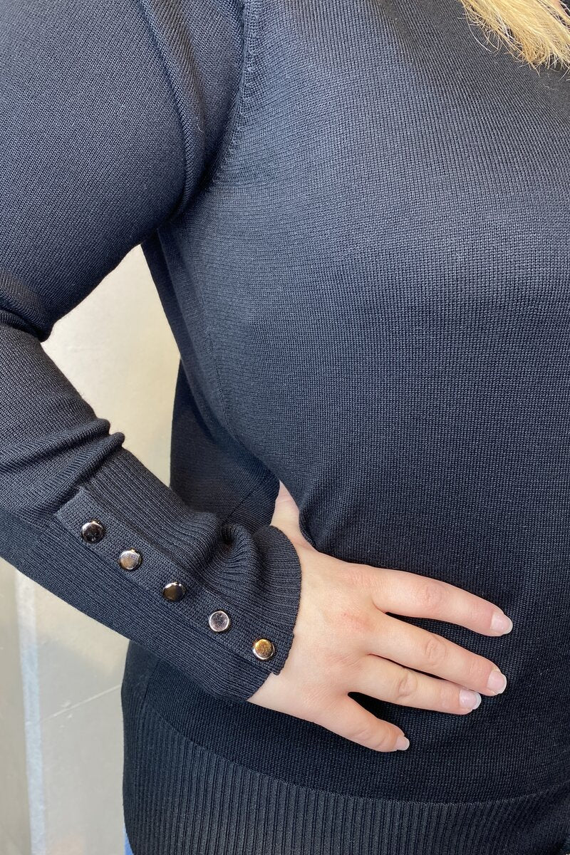 Tinka Rundhalsad Cardigan Dam Black Micha