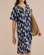 Millie Patterned Dress Women Urban Dark Blue | Smilebutiken - Cecil