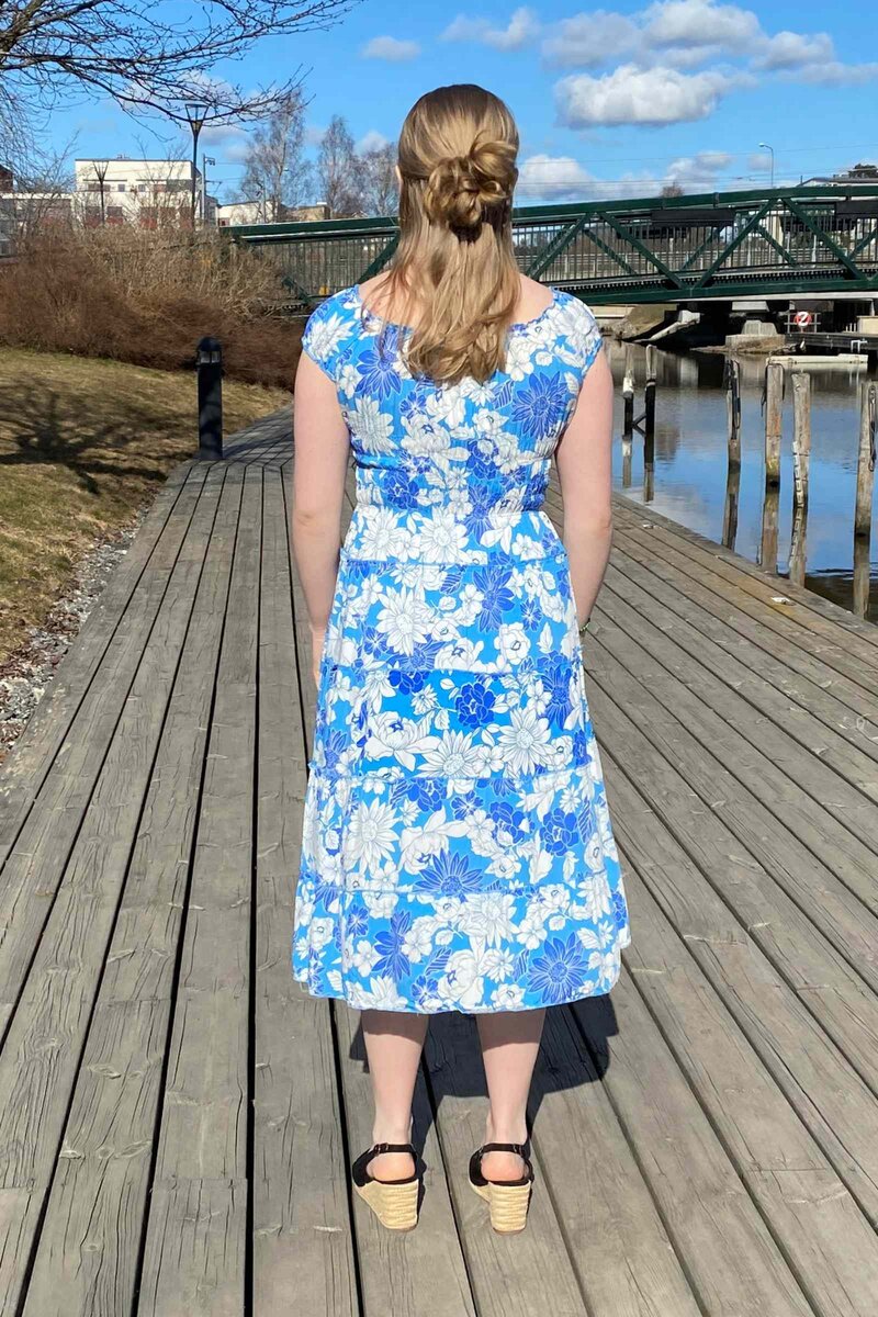 Miss Lady Arya Patterned Dress Women Blue DH Fashion