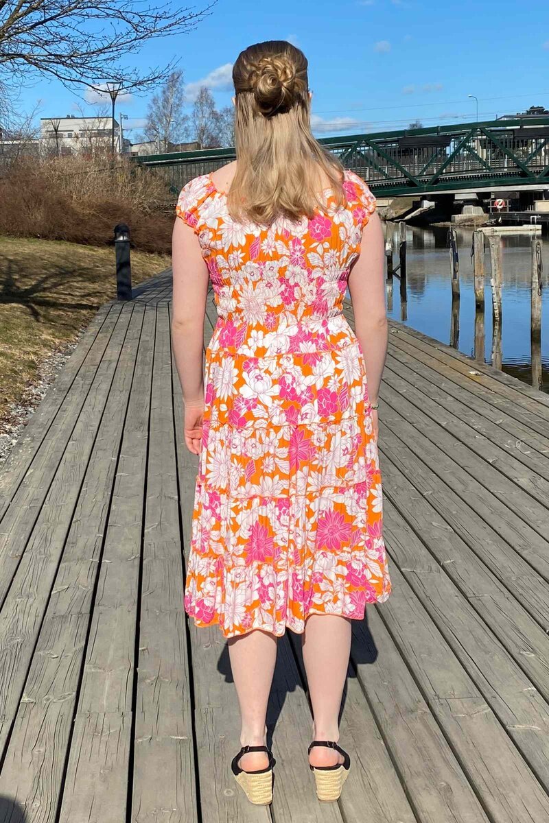 Miss Lady Arya Patterned Dress Women Orange DH Fashion