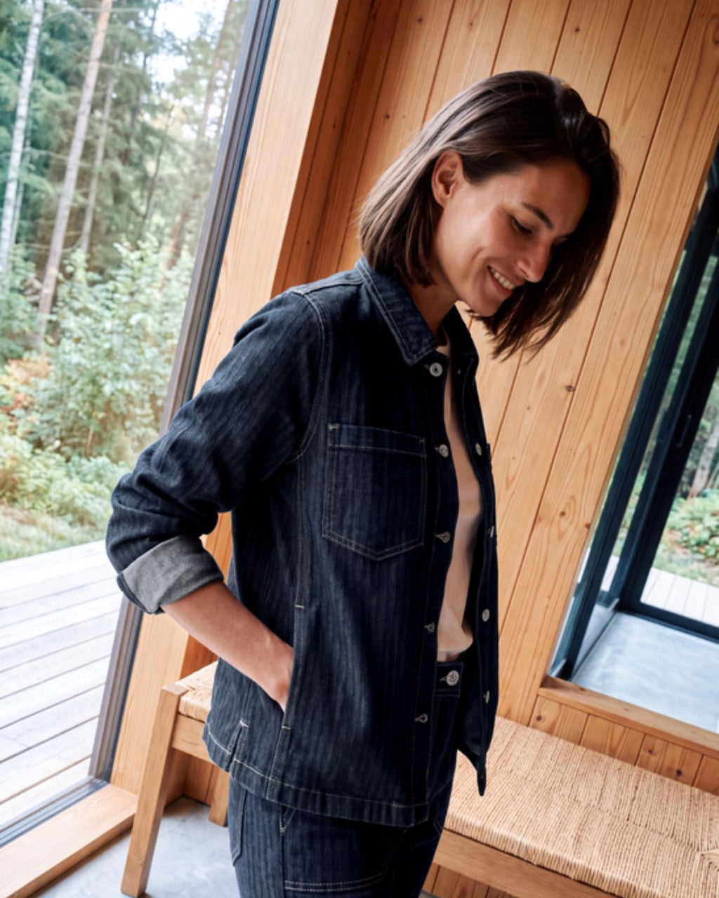 Mona Denim Skjorta Dam Denimblå Rinsed Herringbone | Smilebutiken - Cecil