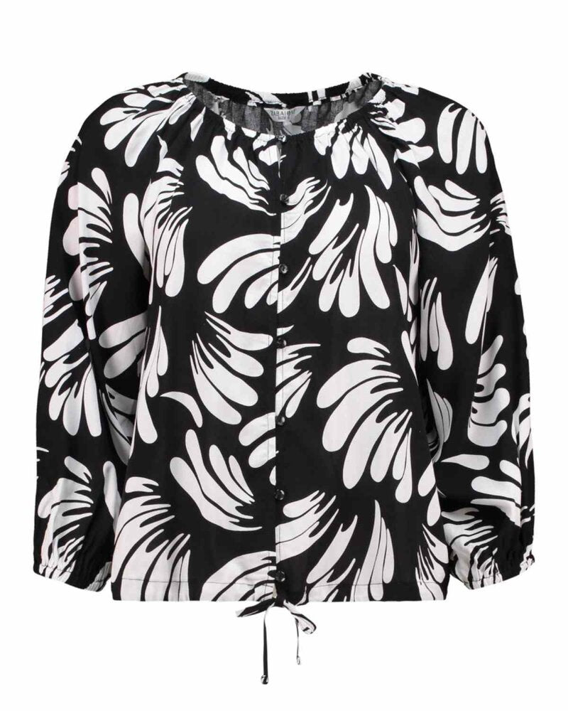 Patterned Blouse Xia Ladies Black | Smilebutiken - Zabaione