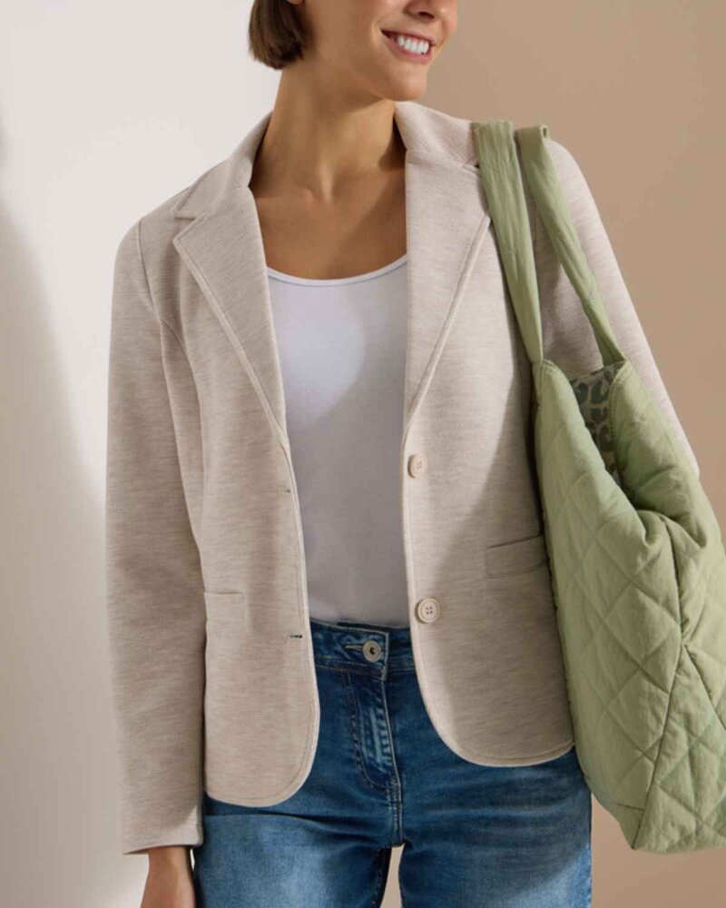 Nevaeh Kavaj Med Struktur Dam Cashmere Beige Melange | Smilebutiken - Cecil