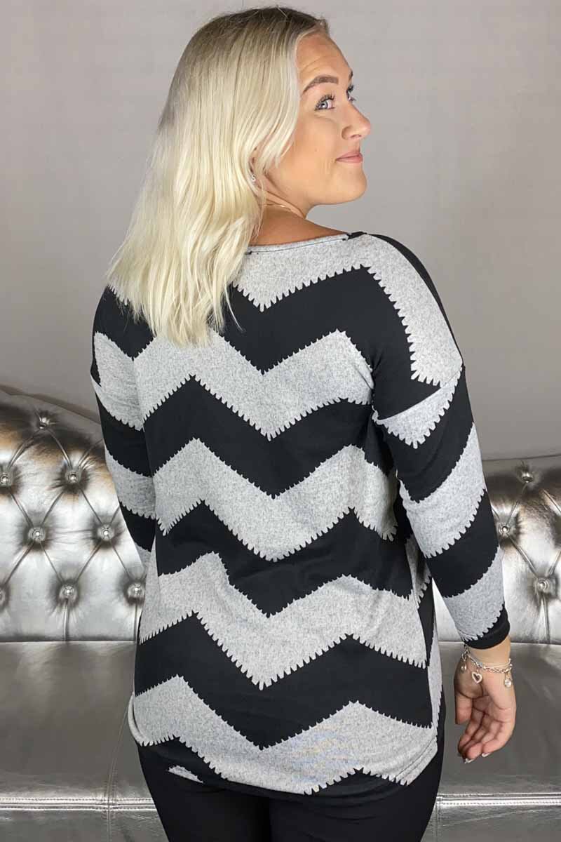 Elcos Tröja Dam Ljusgrå Med ZigZag Mönster - ONLY