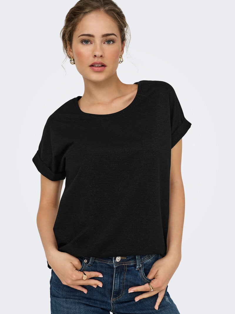 Moster Glitter T-shirt Dam Black Lurex ONLY
