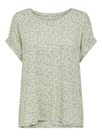 Moster T-shirt Dam Grön Med Blommor - ONLY