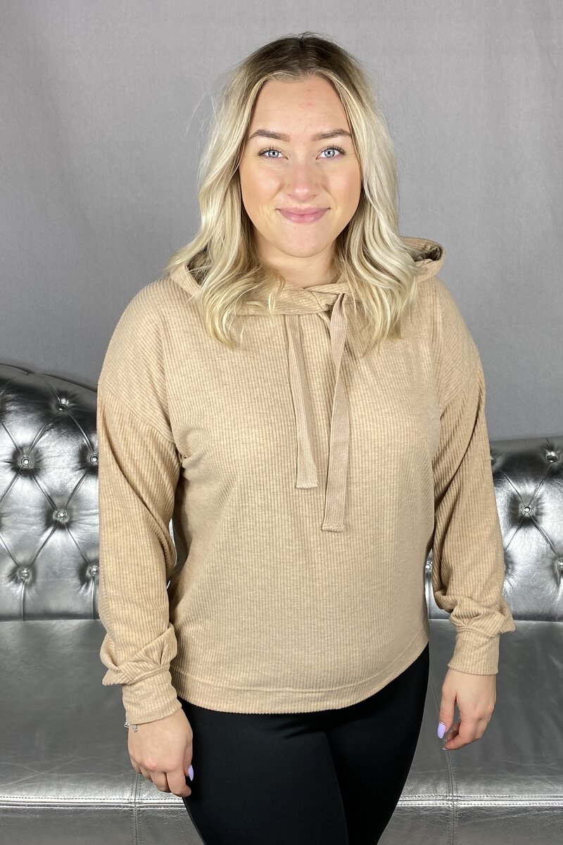 Zoe Long-Sleeved Hoodie Women Beige - ONLY