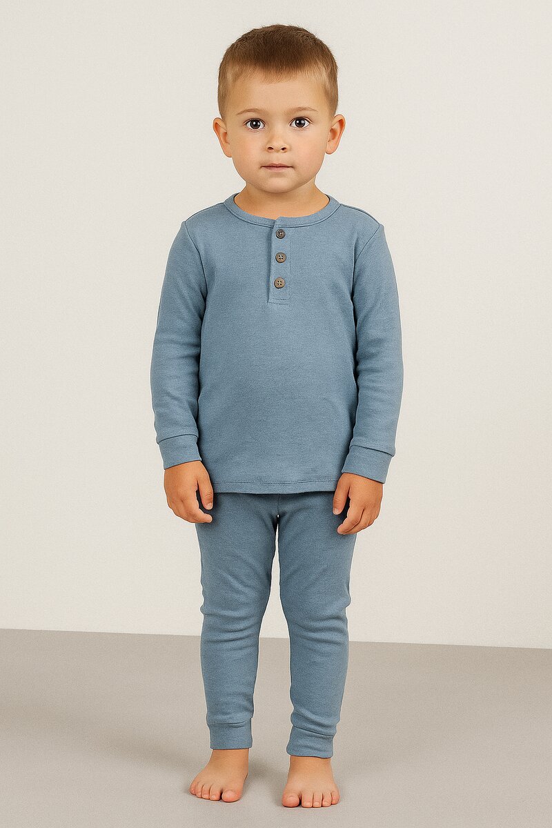 Ribbed Pajamas Kids Light Blue Petter & Kajsa