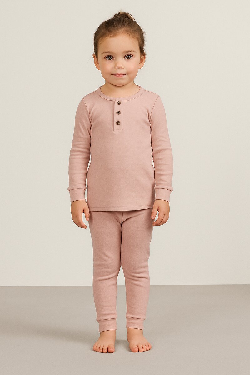 Ribbed Pyjamas Kids Pink Petter & Kajsa