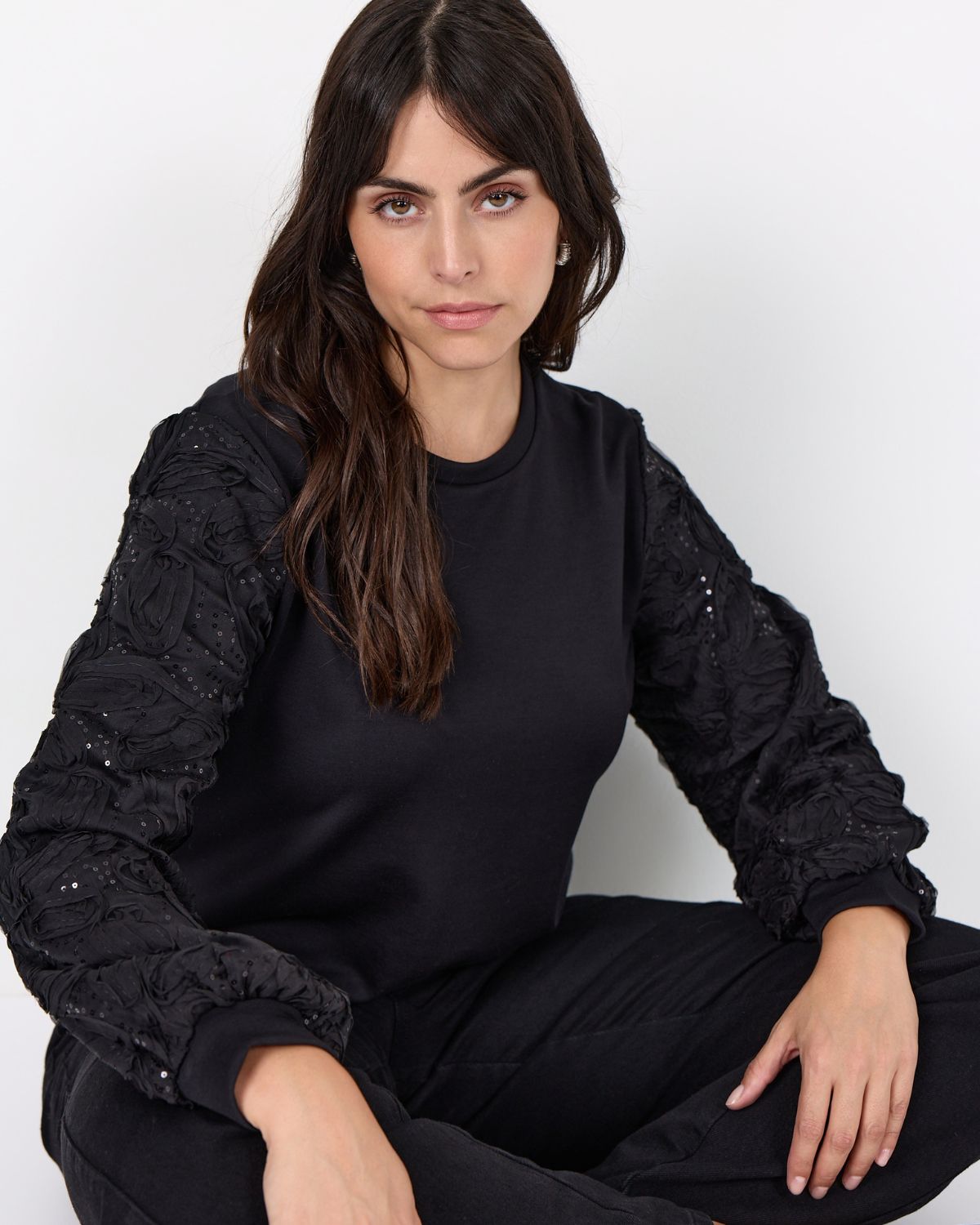 Sabina 126 Tröja Paljettärmar Dam Svart Black | Smilebutiken - Wasabiconcept