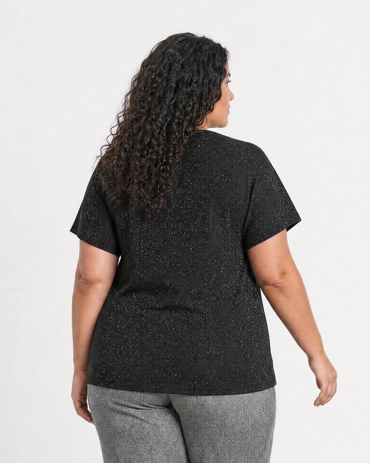 Sanja 8 Omlottblus med glitter Svart Black Combi | Smilebutiken - Wasabiconcept