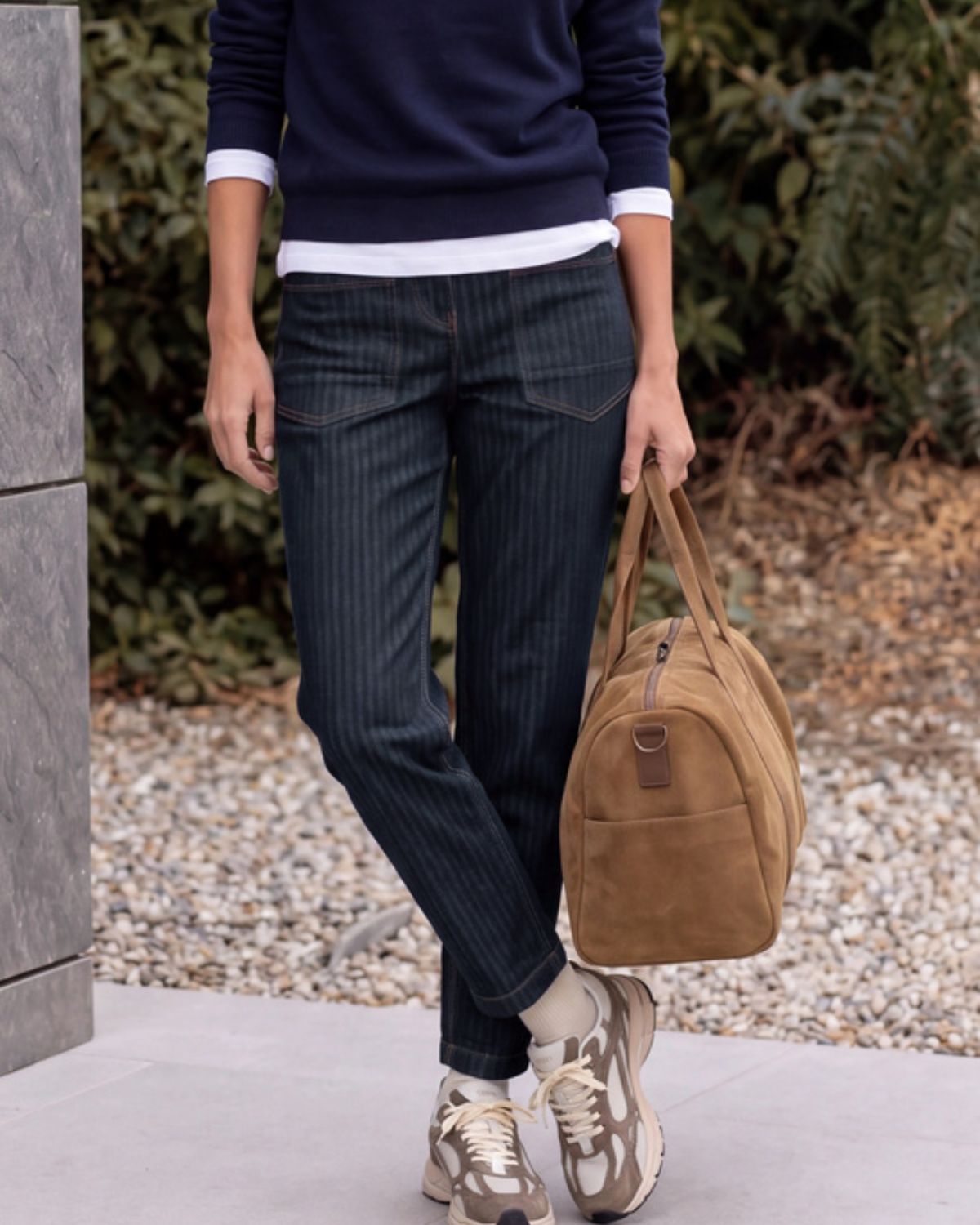 Scarlett Barrel Jeans Dam Mörkblå Randiga Rinsed Wash | Smilebutiken - Cecil
