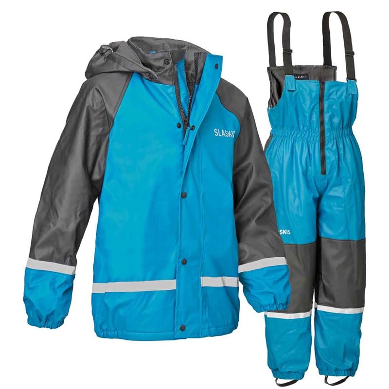 Fodrat Regnset Barn Junior 110-170+ Petrol Slaskis