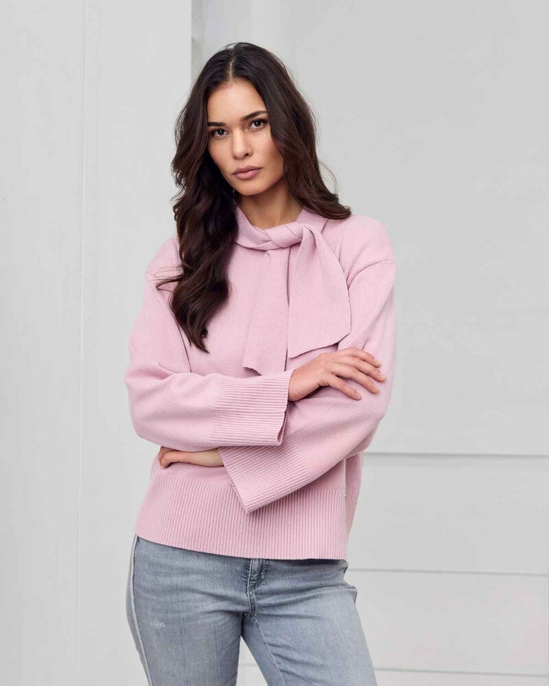 Sloane Pullover Med Halsknyt Dam Misty Rose | Smilebutiken - Micha