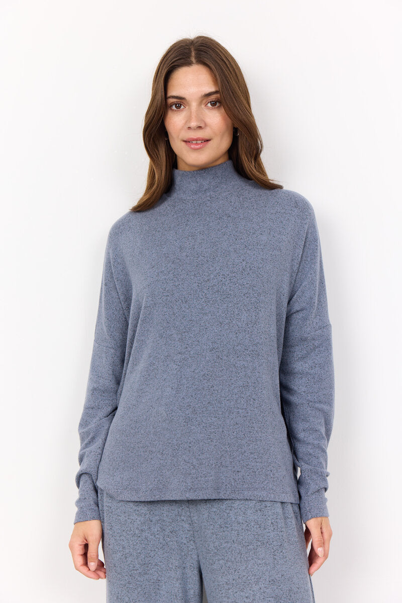 Biara Polo Shirt Women Flint Blue Melange Soyaconcept