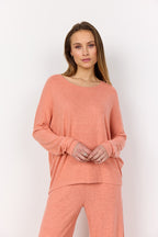 Biara Tröja Dam Peach Pink Melange Soyaconcept