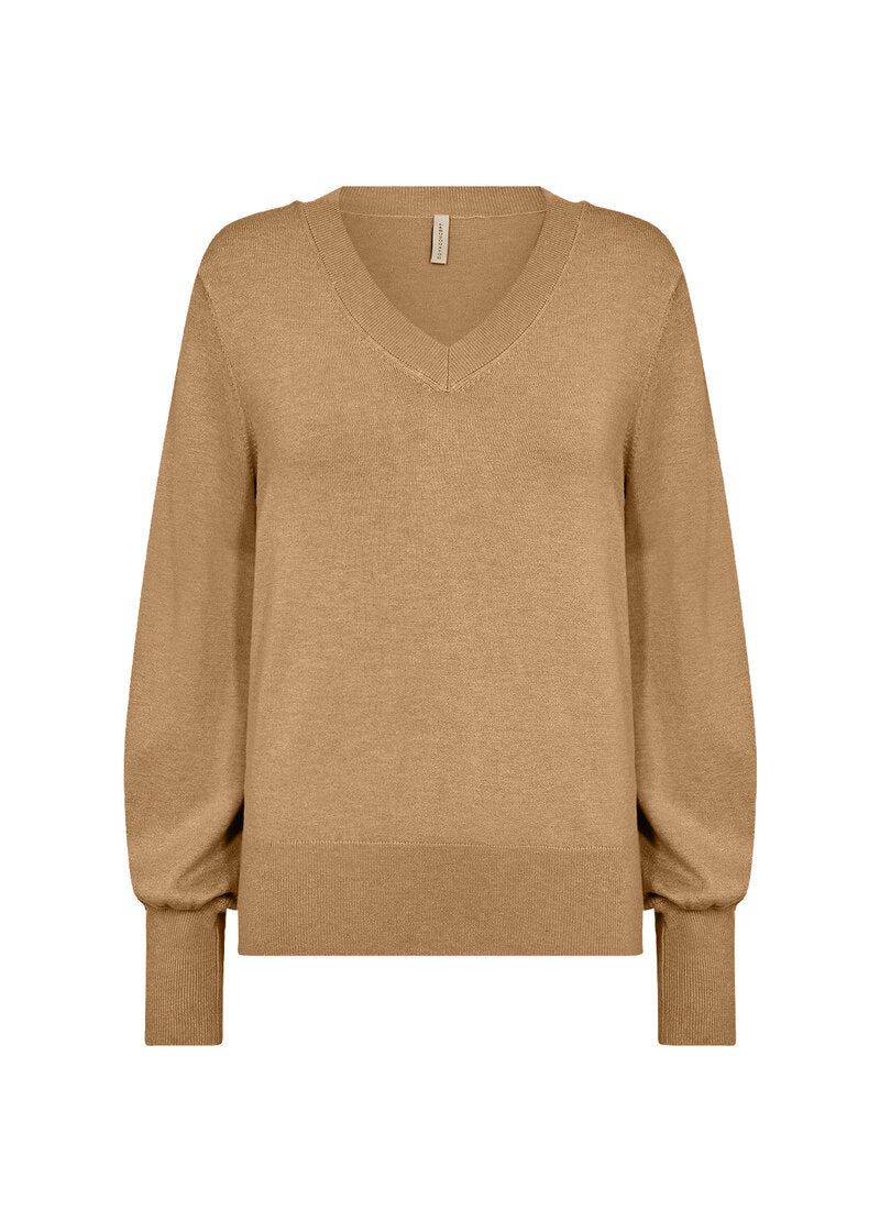 Dollie 738 V-Neck Pullover Women Desert Brown Melange Soyaconcept