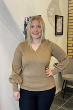 Dollie 738 V-Neck Pullover Women Desert Brown Melange Soyaconcept
