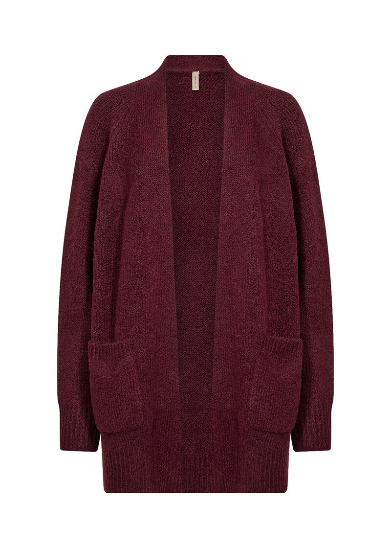 Gunna 13 Stickad Cardigan Dam Dark Red Melange Soyaconcept