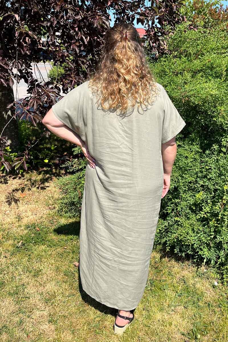Ina Linneklänning Dam Dusky Green Soyaconcept