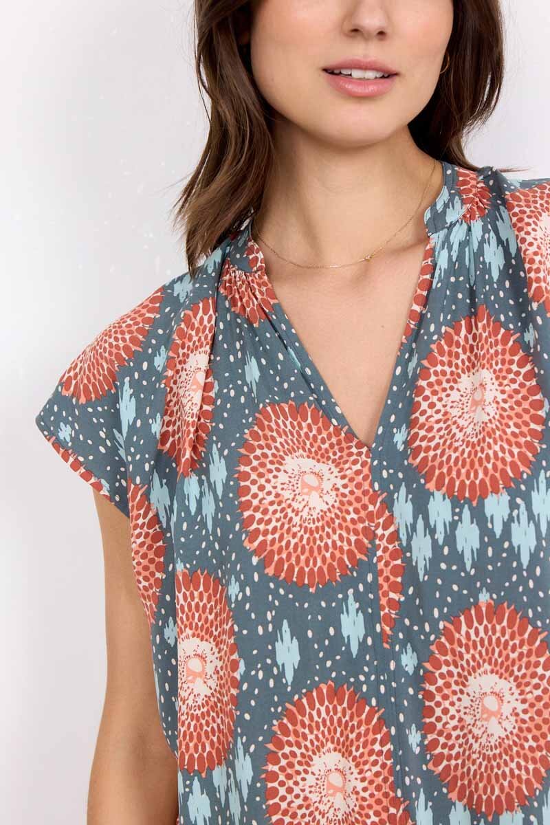 Leana 1 Top Women Dusty Red Combi Soyaconcept