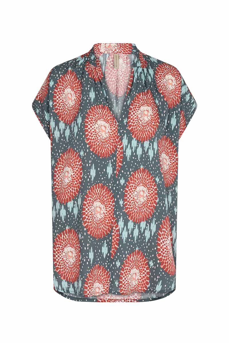Leana 1 Top Women Dusty Red Combi Soyaconcept