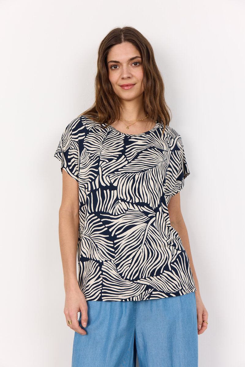 Marica 330 Short-Sleeved Top Women Navy Combi Soyaconcept