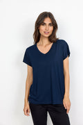 Marica V-neck T-shirt Women Navy Soyaconcept