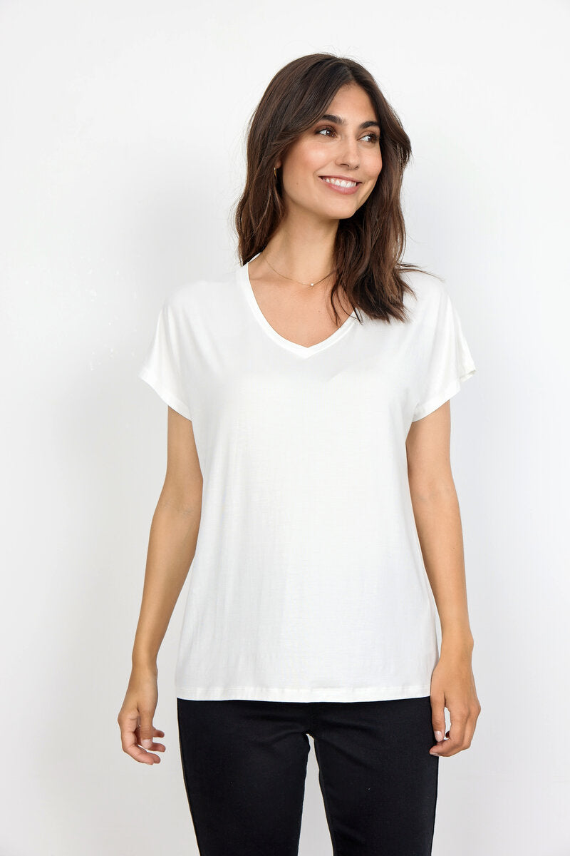 Marica V-neck T-shirt Women Offwhite Soyaconcept