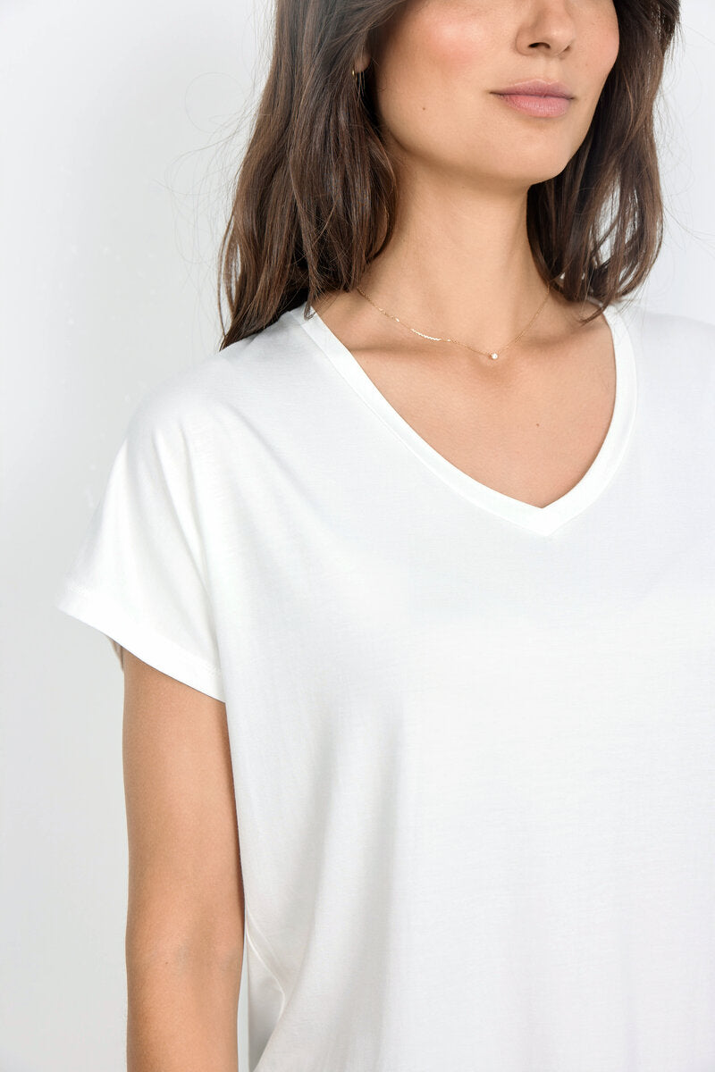 Marica V-neck T-shirt Women Offwhite Soyaconcept