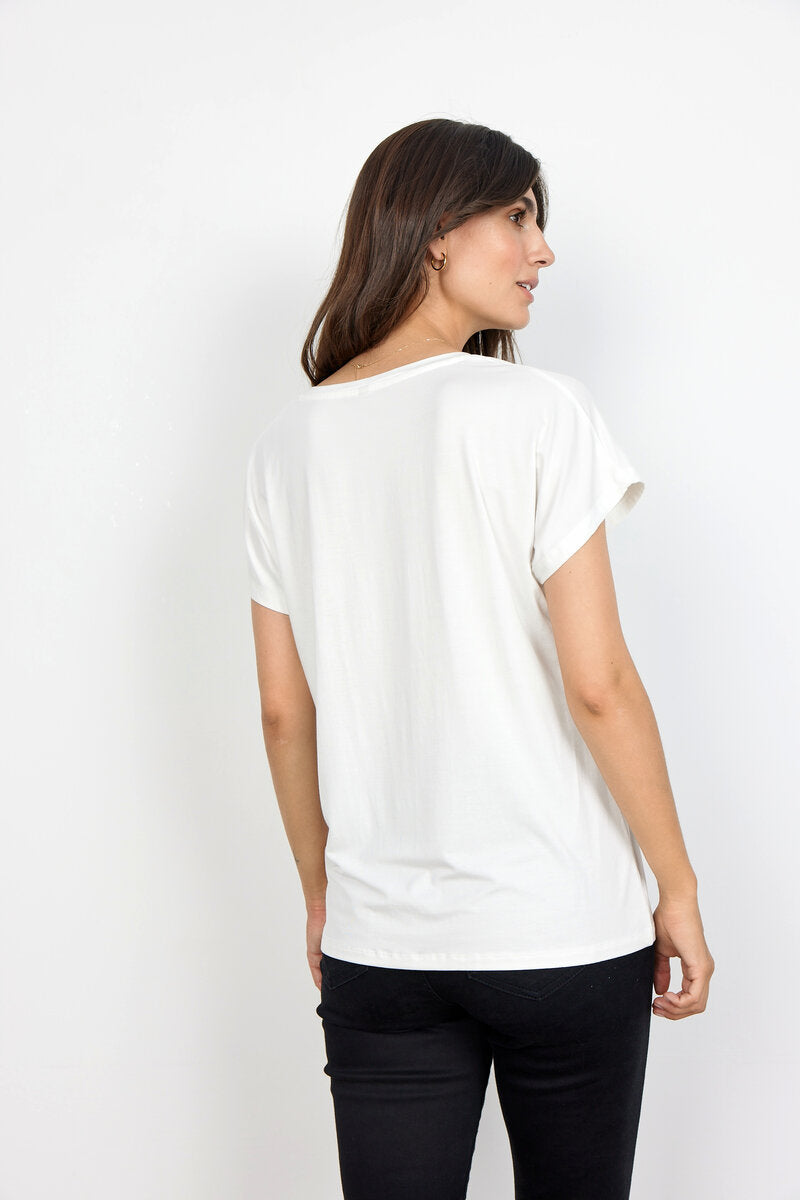 Marica V-neck T-shirt Women Offwhite Soyaconcept